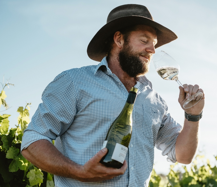 Tasting wine in the Boydell's Vineyard